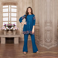 Minimal Embroidered Blue Co-ord Set for Girls