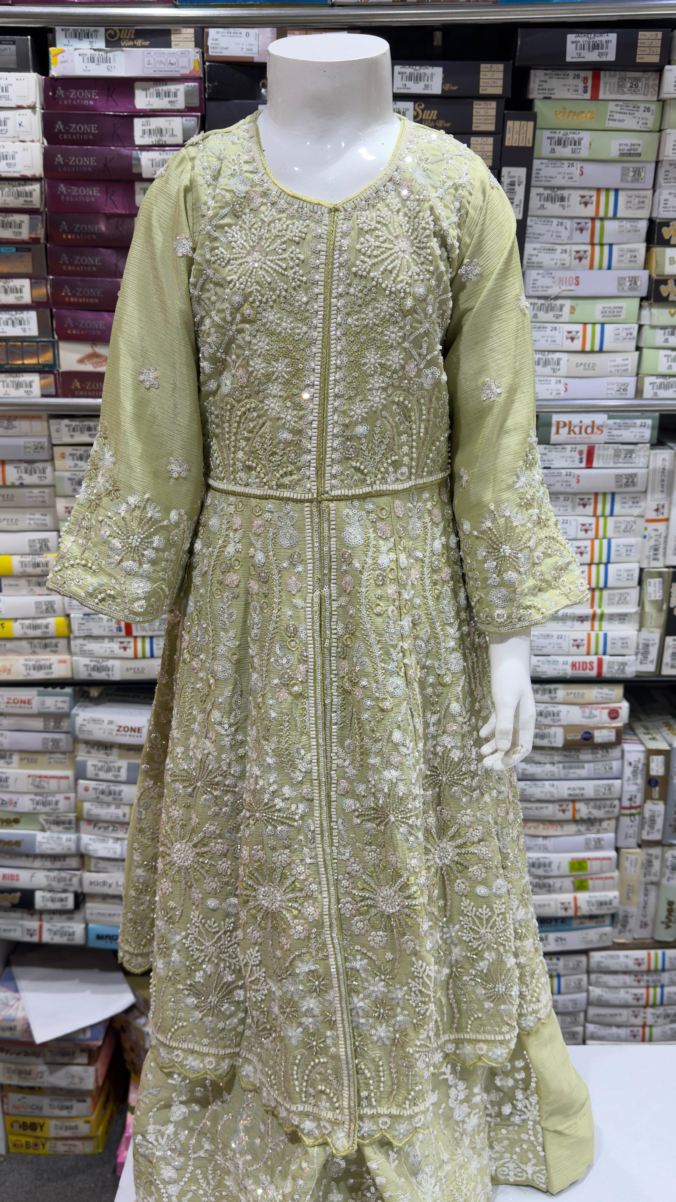 Front Cut Lehenga with Heavy Sharara for Kids | Designer Ethnic Wear | Hashmi Collection