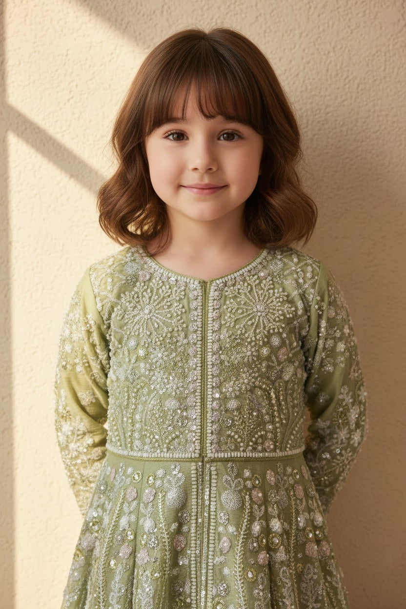 Front Cut Lehenga with Heavy Sharara for Kids | Designer Ethnic Wear | Hashmi Collection