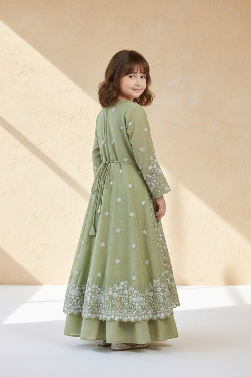 Front Cut Lehenga with Heavy Sharara for Kids | Designer Ethnic Wear | Hashmi Collection