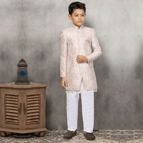 Aqua Blue Ombre Dhoti Indowestern Set For Boys