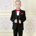 Black Solid Suit Ensemble with Crisp White Shirt for Boys